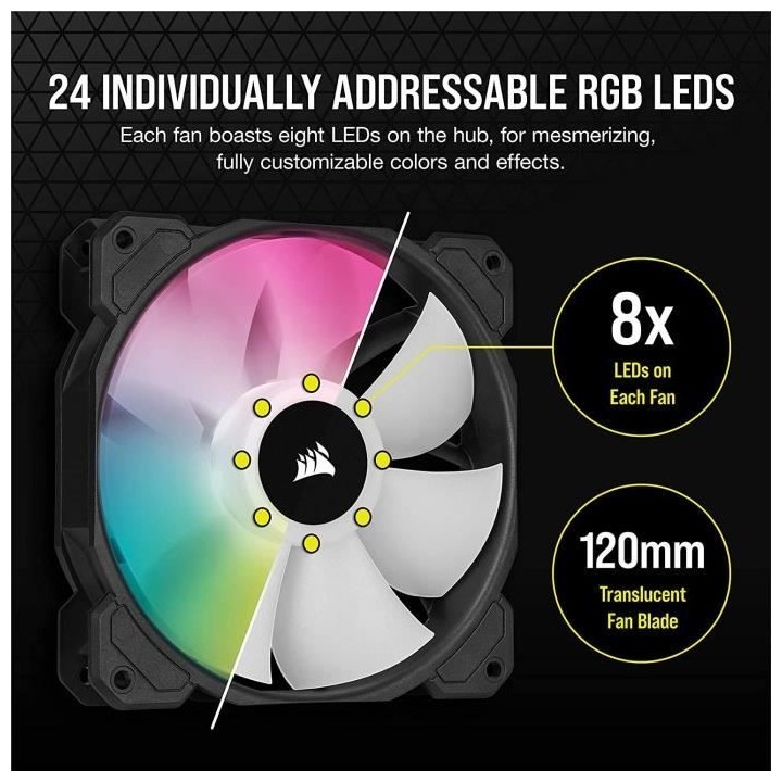 CORSAIR Ventilateur SP Series - SP120 RGB ELITE - 120mm RGB LED Fan wi