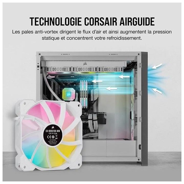 CORSAIR Ventilateur SP Series - White SP120 RGB ELITE - 120mm RGB LED