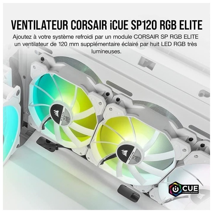 CORSAIR Ventilateur SP Series - White SP120 RGB ELITE - 120mm RGB LED