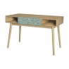 Bureau avec 1 tiroir GARDENIA- Décor chene et vert - Pieds en bois massif - L 120 x P 55 x H 75 cm