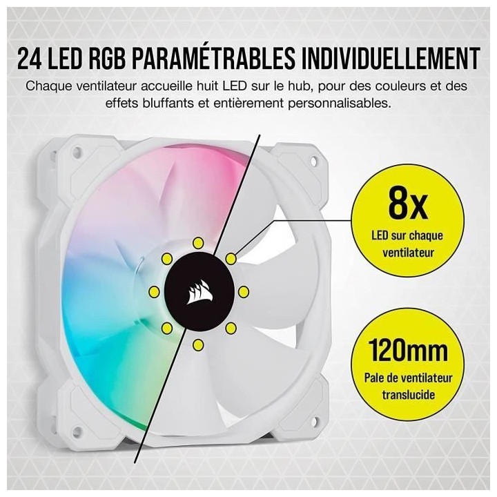 CORSAIR Ventilateur SP Series - White SP120 RGB ELITE - 120mm RGB LED