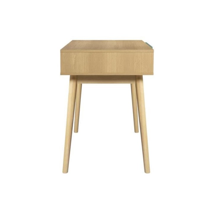 Bureau avec 1 tiroir GARDENIA- Décor chene et vert - Pieds en bois ma