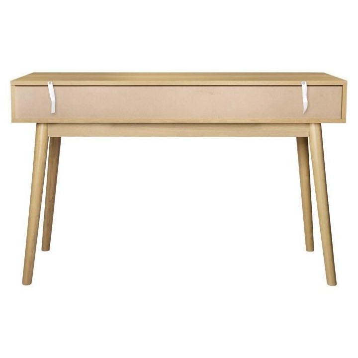 Bureau avec 1 tiroir GARDENIA- Décor chene et vert - Pieds en bois ma