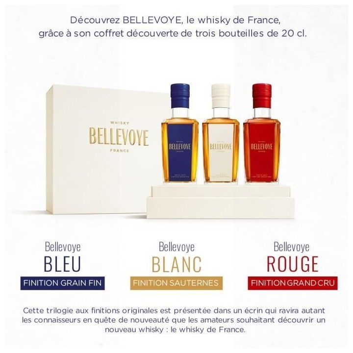 BELLEVOYE - Whisky - Origine : France - Coffret Tricolore Découverte