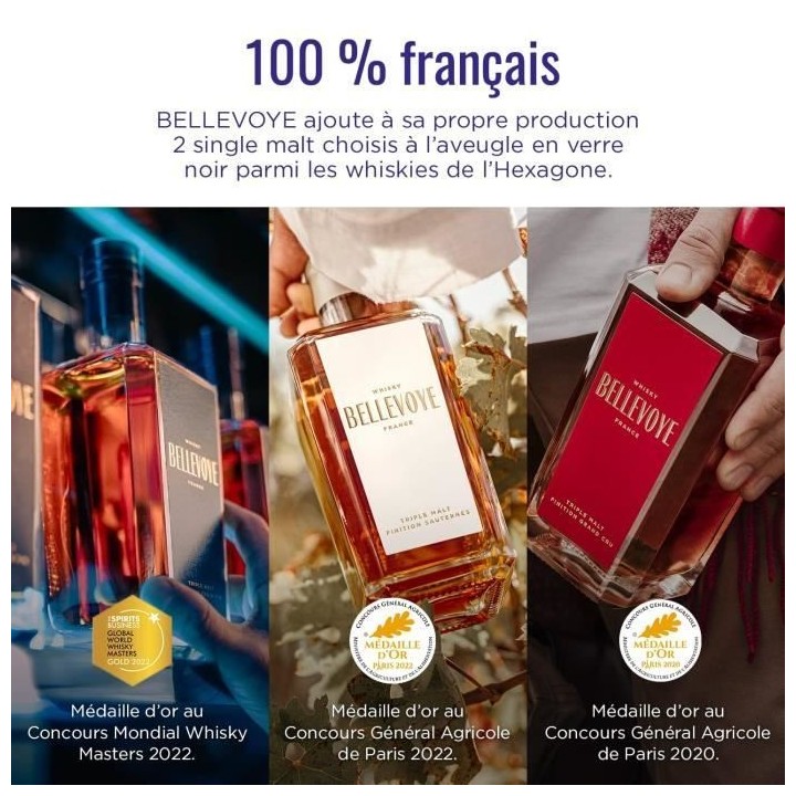 BELLEVOYE - Whisky - Origine : France - Coffret Tricolore Découverte