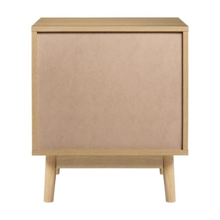 Chevet 1 tiroir GARDENIA- Décor chene et vert - Pieds en bois massif