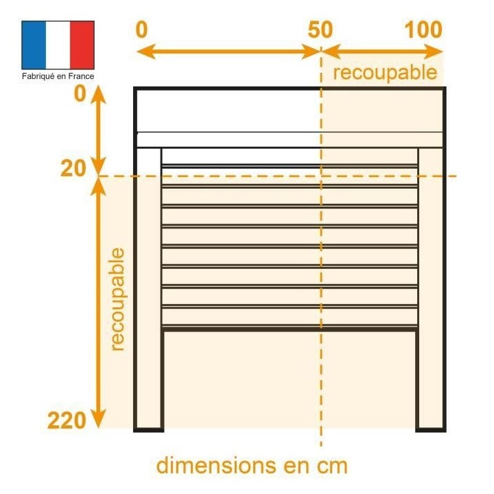 Volet roulant manuel a tirage pour porte L100 x H220 cm PVC -Coloris B