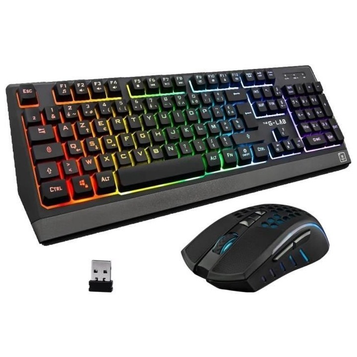 Pack Gamer 2 en 1 - The G-Lab - COMBO TUNGSTEN - Souris Sans Fil - Cla