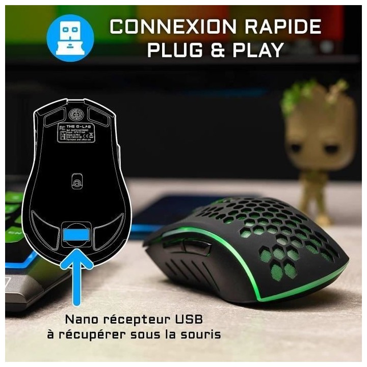 Pack Gamer 2 en 1 - The G-Lab - COMBO TUNGSTEN - Souris Sans Fil - Cla