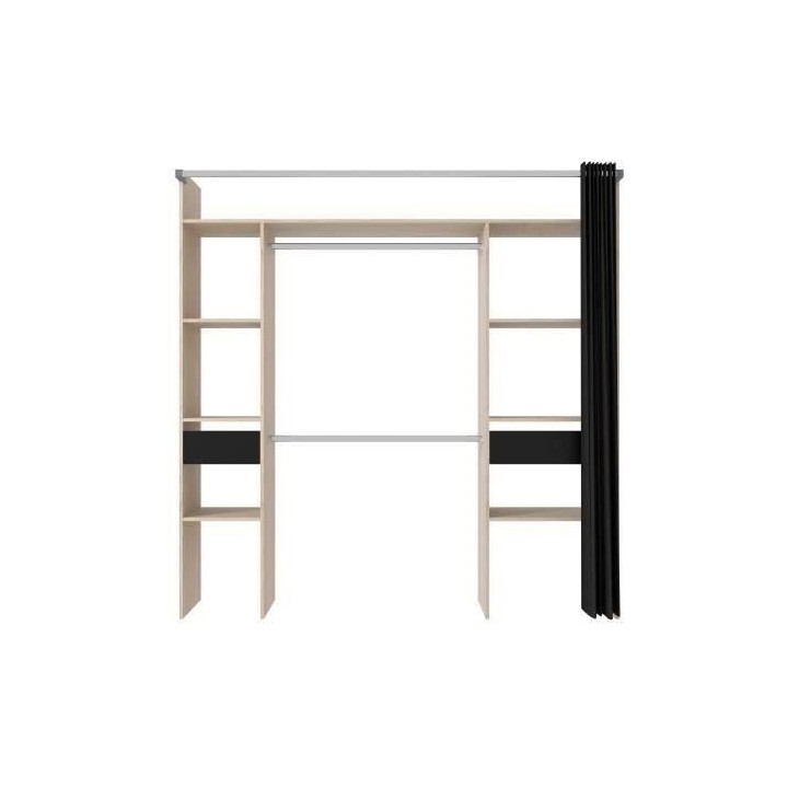 Dressing ARTIC avec rideau - L 198 x H 203 cm - 2 colonnes + 2 penderi