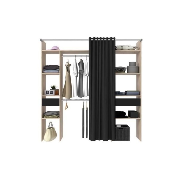 Dressing ARTIC avec rideau - L 198 x H 203 cm - 2 colonnes + 2 penderi