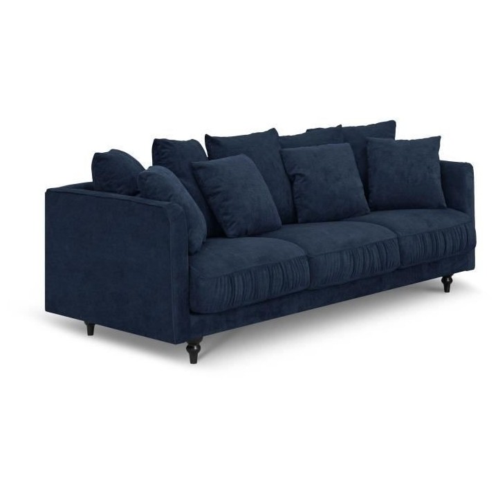 Canapé droit fixe 4 places - Tissu bleu - Classique - L 212 x P 93 cm
