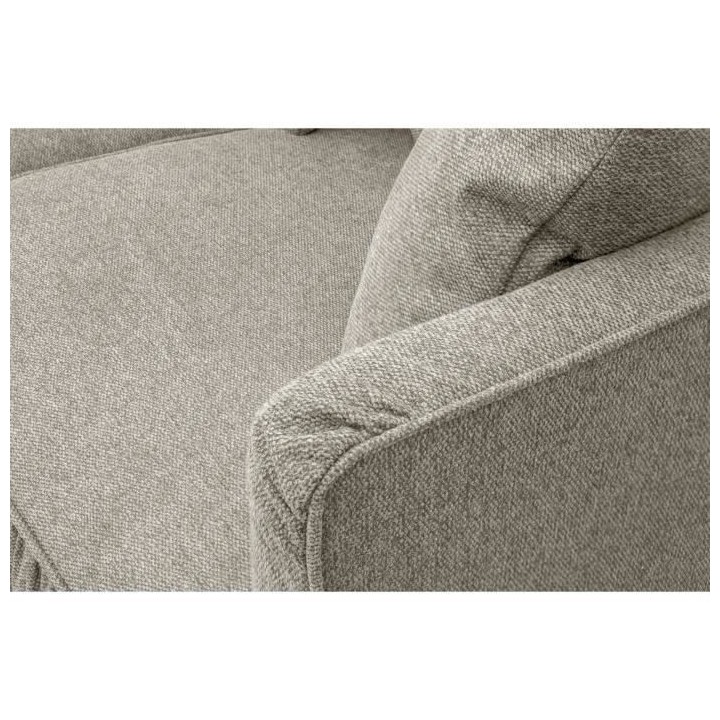 Canapé fixe 4 places CONSTANCE - Tissu beige - Pied en bois massif -