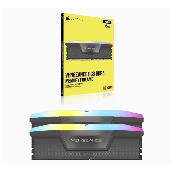 Mémoire RAM - CORSAIR - Vengeance RGB DDR5 - 32GB 2x16GB DIMM - 6000