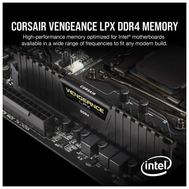 CORSAIR Mémoire PC DDR4 64GB (2*32) low profile (CMK64GX4M2E3200C16)