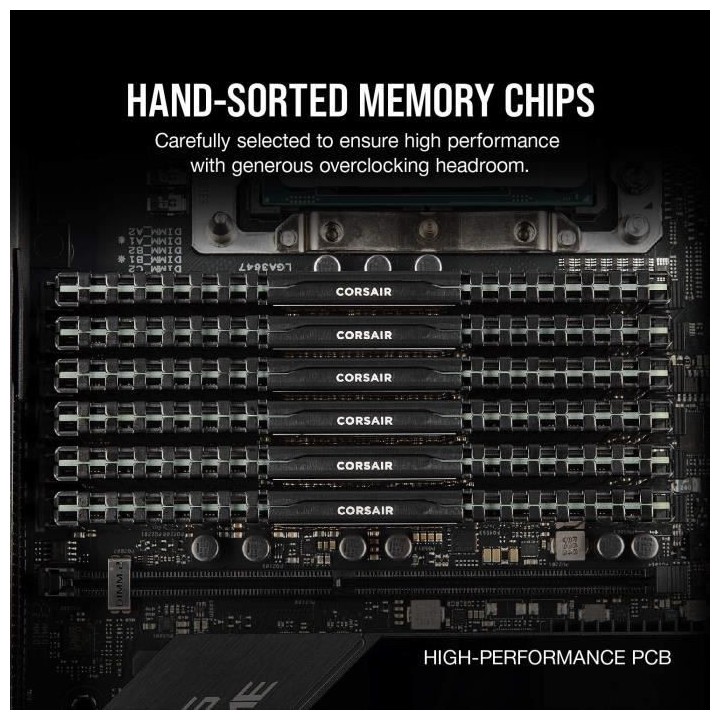 CORSAIR Mémoire PC DDR4 64GB (2*32) low profile (CMK64GX4M2E3200C16)