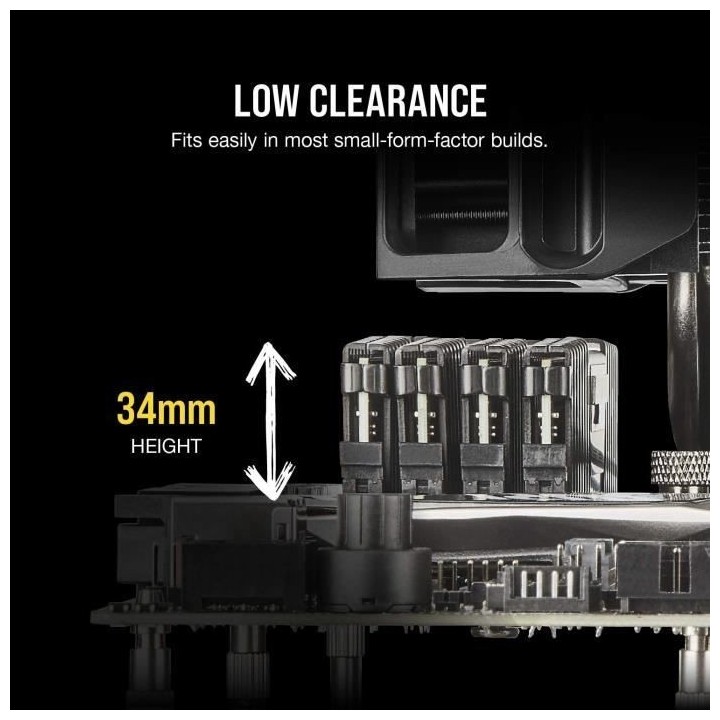 CORSAIR Mémoire PC DDR4 64GB (2*32) low profile (CMK64GX4M2E3200C16)