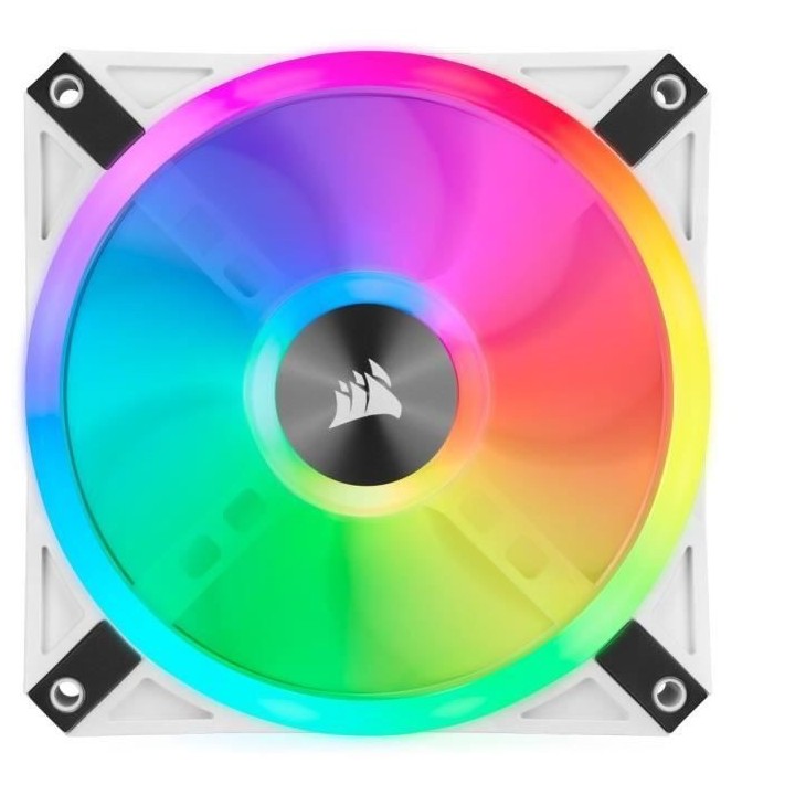 CORSAIR QL120 RGB Blanc, 120mm RGB LED Fan, Triple Pack + Node CORE (C