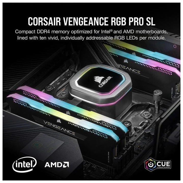 Mémoire RAM - CORSAIR - Vengeance RGB Pro SL DDR4 - 16GB 2x8GB DIMM -