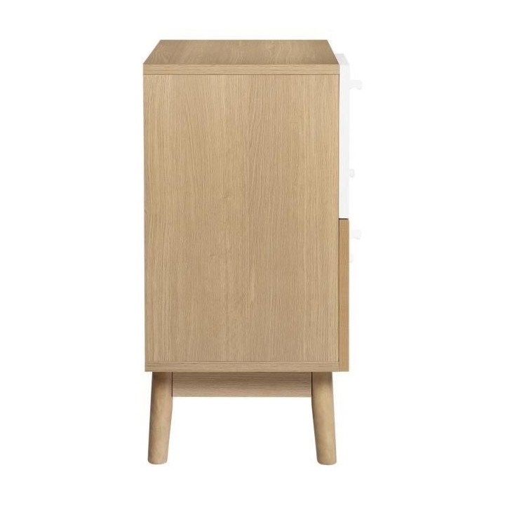 Meuble de rangement 4 tiroirs GARDENIA- Décor chene et vert - Pieds e