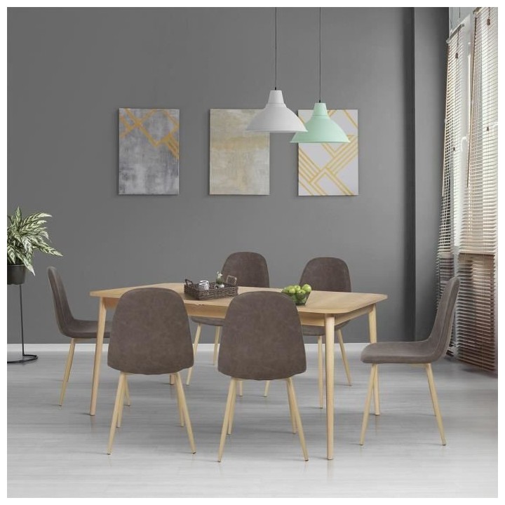 Table a manger extensible - Décor Chene et vert - Pieds bois massif -