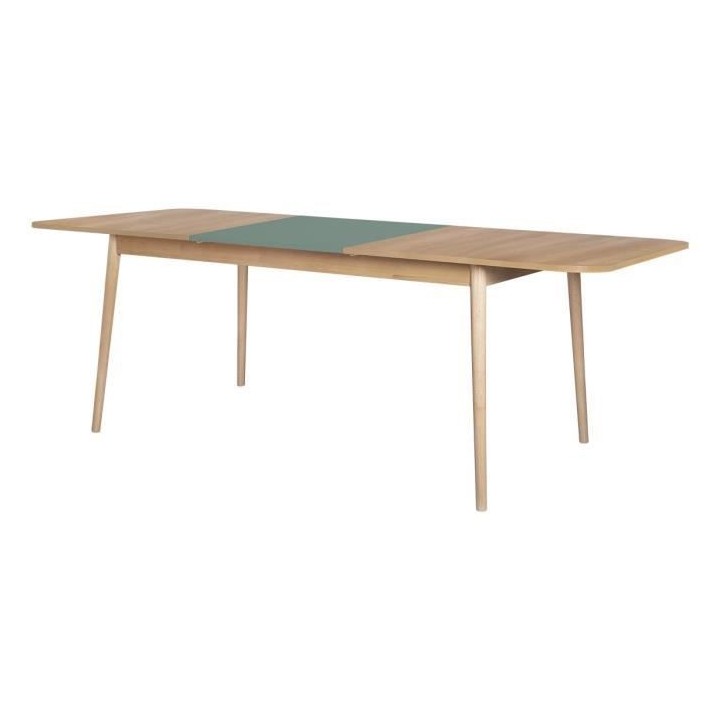 Table a manger extensible - Décor Chene et vert - Pieds bois massif -