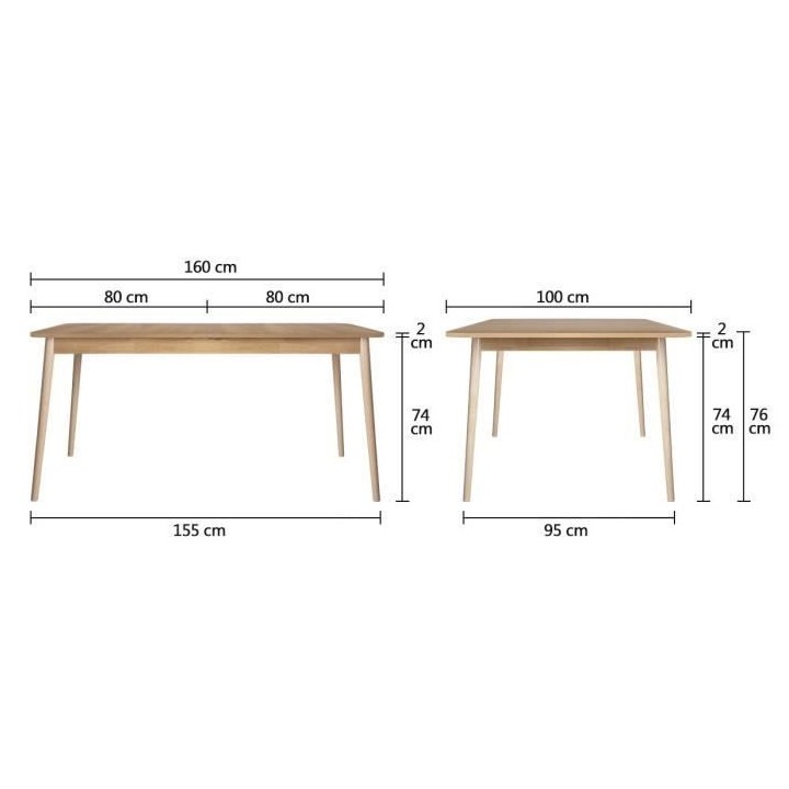 Table a manger extensible - Décor Chene et vert - Pieds bois massif -
