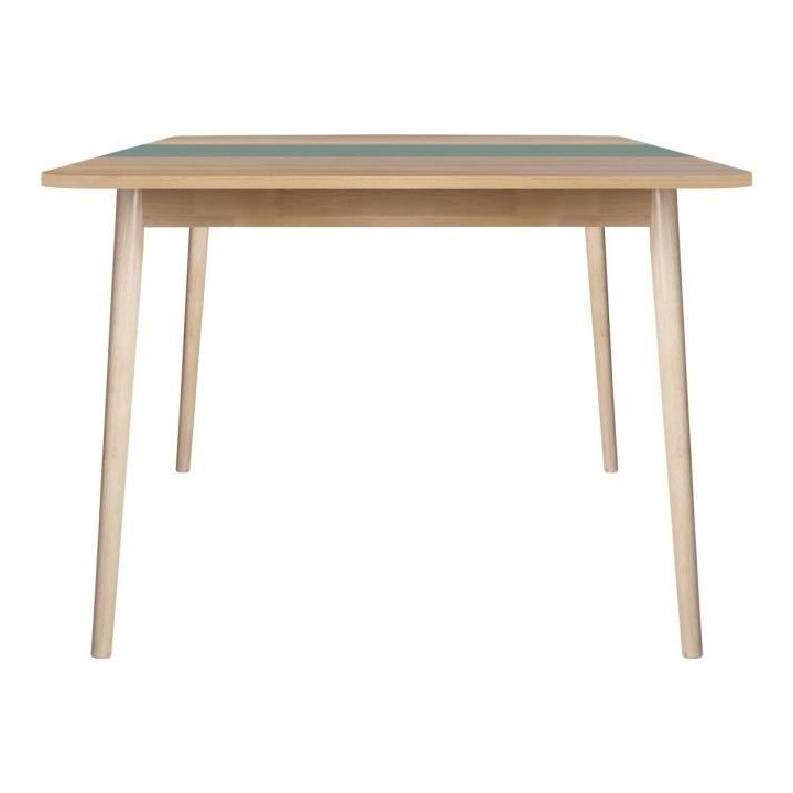 Table a manger extensible - Décor Chene et vert - Pieds bois massif -