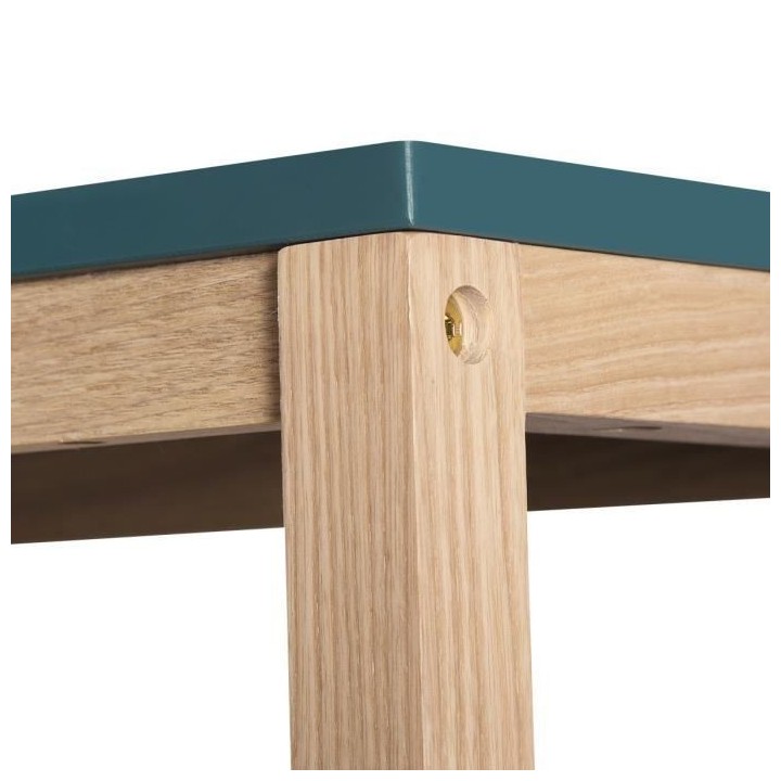 Bibliotheque 2 tiroirs - Bleu et Bois - L 80 x P 35 x H 160 cm - ANKAR