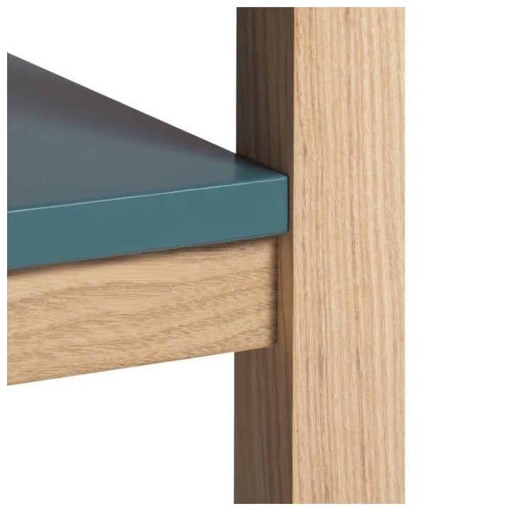 Bibliotheque 2 tiroirs - Bleu et Bois - L 80 x P 35 x H 160 cm - ANKAR