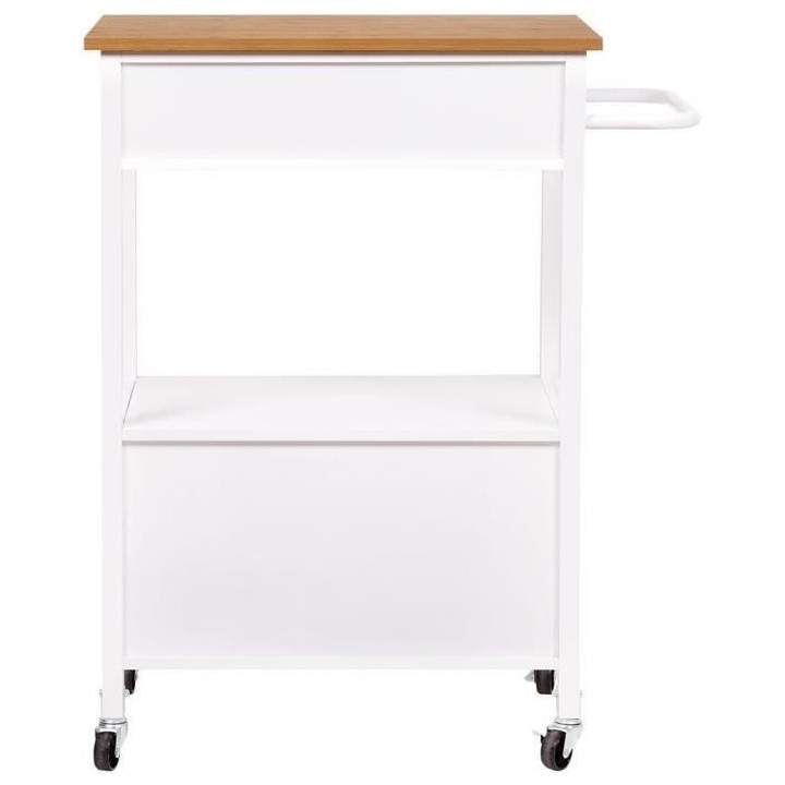 Desserte de cuisine 1 porte 1 tiroir - Blanc laqué - L 64 x P 46 x H