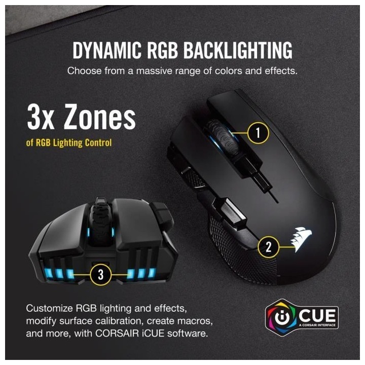 Souris Corsair Souris gaming sans fil CORSAIR IRONCLAW RGB WIRELESS No