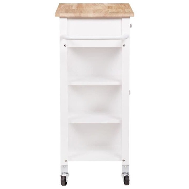 Desserte de cuisine 1 porte 1 tiroir en hévéa - Laqué Blanc - L 66,