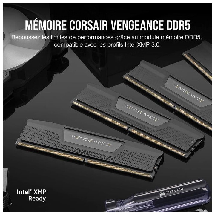 Mémoire RAM - CORSAIR - Vengeance RGB DDR5 RAM 32Go (2x16Go) 6000MHz
