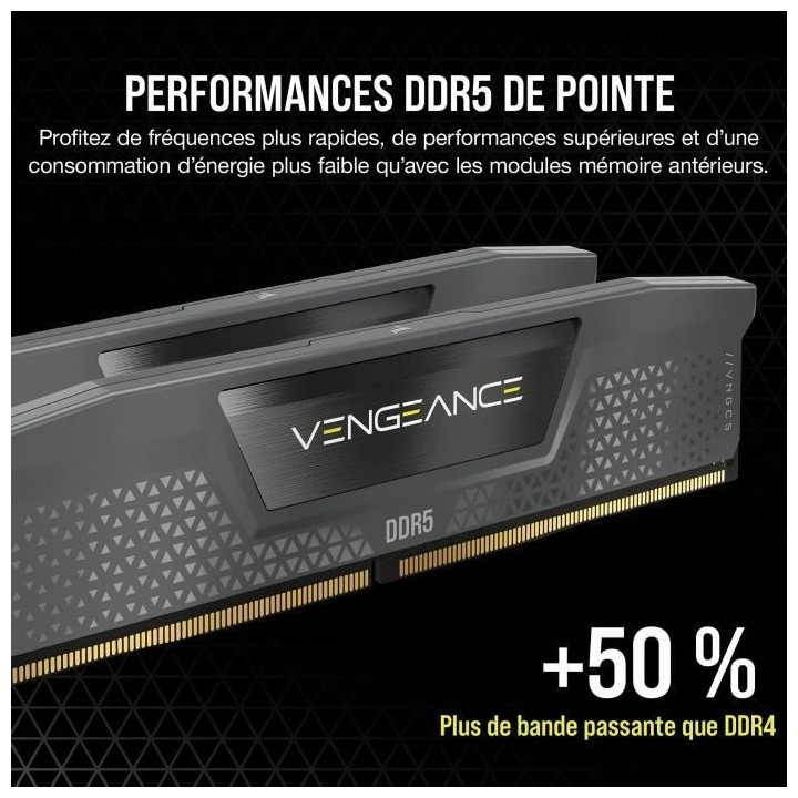 Mémoire RAM - CORSAIR - Vengeance DDR5 RAM 64Go (2x32Go) 5600MHz CL40