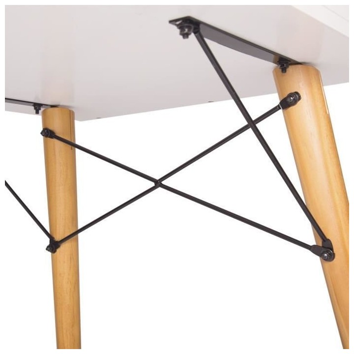 Bureau TWIN - MDF - Blanc - Pieds en bois - 2 Tiroirs - L 120 x P 55 x