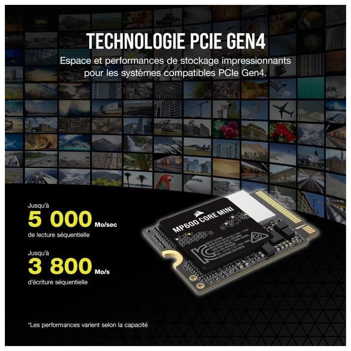 SSD interne - CORSAIR - MP600 Core Mini 1To M.2 NVMe PCIe x4 Gen4 2 SS