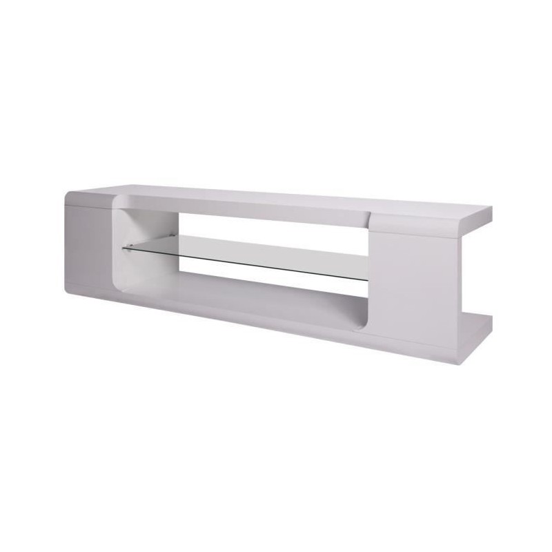 Meuble TV KENDAL -MDF- Blanc laqué - L 150 x P 40 x H 40 cm