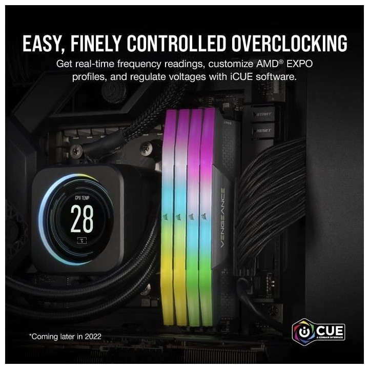 Mémoire RAM - CORSAIR - Vengeance RGB DDR5 RAM 32Go (2x16Go) 6000MHz