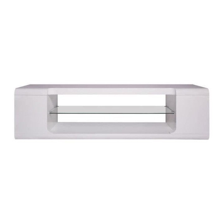 Meuble TV KENDAL -MDF- Blanc laqué - L 150 x P 40 x H 40 cm