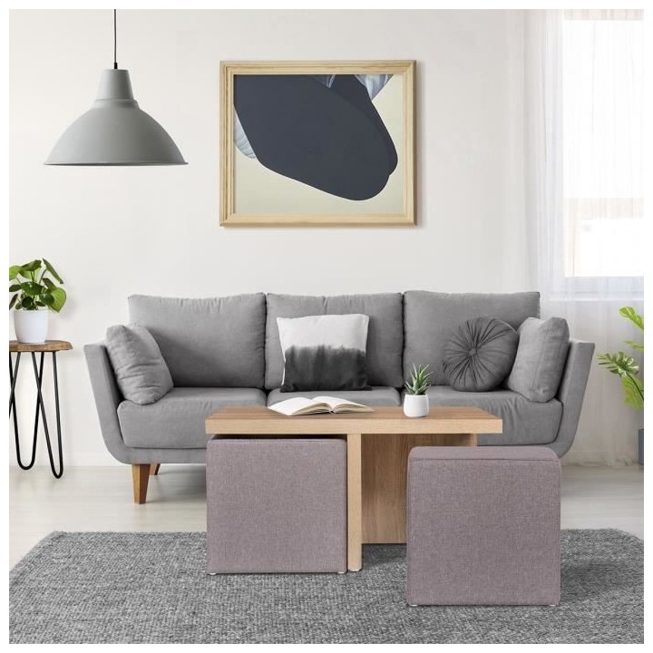 Set Table basse et 4 poufs - SCUDO