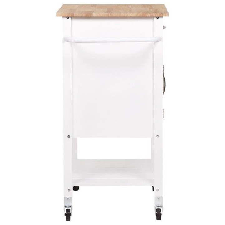 Desserte de cuisine 2 portes 1 tiroir en hévéa - Blanc laqué - L 60