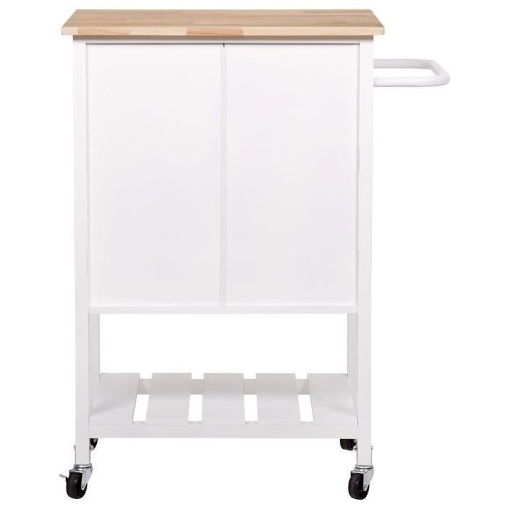 Desserte de cuisine 2 portes 1 tiroir en hévéa - Blanc laqué - L 60