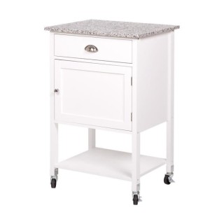 Desserte de cuisine 1 porte 1 tiroir - Blanc laqué - L 55 x P 45,5 x