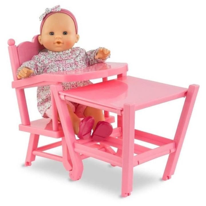 Chaise haute pour poupon 36 et 42cm - Corolle - 2 en 1 - Multicolore