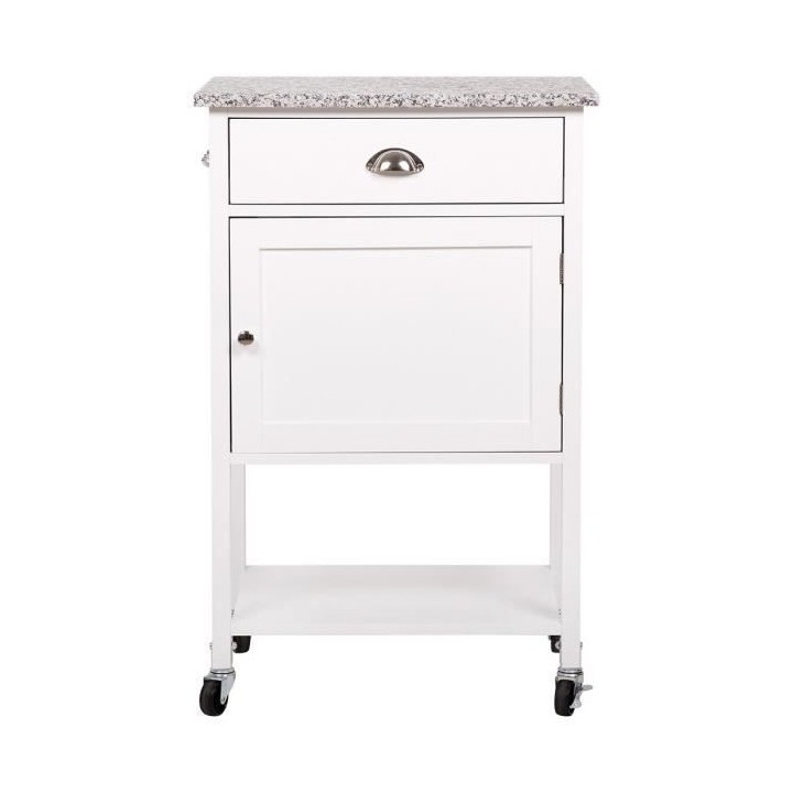 Desserte de cuisine 1 porte 1 tiroir - Blanc laqué - L 55 x P 45,5 x