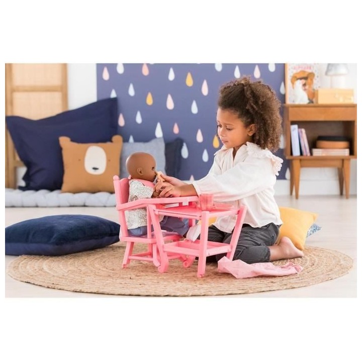 Chaise haute pour poupon 36 et 42cm - Corolle - 2 en 1 - Multicolore