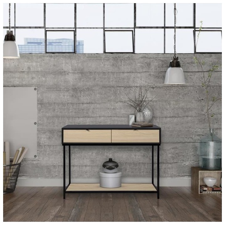 MINSK Console 2 tiroirs - En métal - L 110 x P 35 x H 80 cm