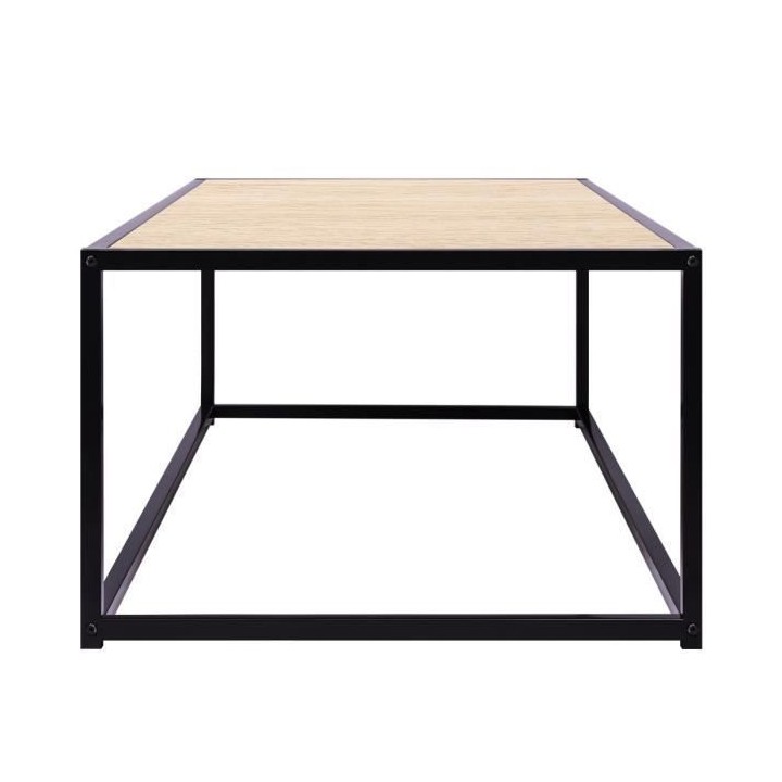 Table basse rectangulaire - En métal et bois - Noir et bois - Style i