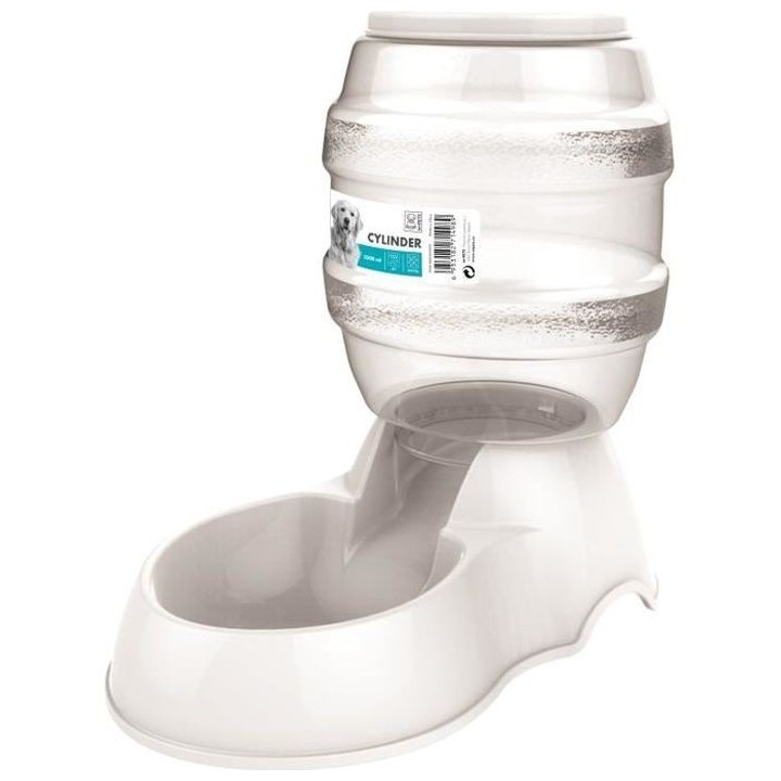 M-PETS Distributeur de croquettes Cylinder - 3500ml - Blanc - Pour chi